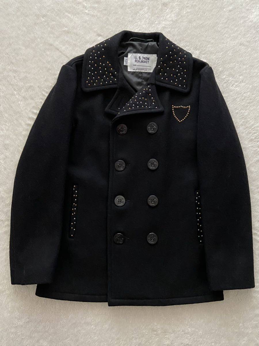 即納】 Schott x HTC size38 USA製 Pコート 753 メルトン スタッズ
