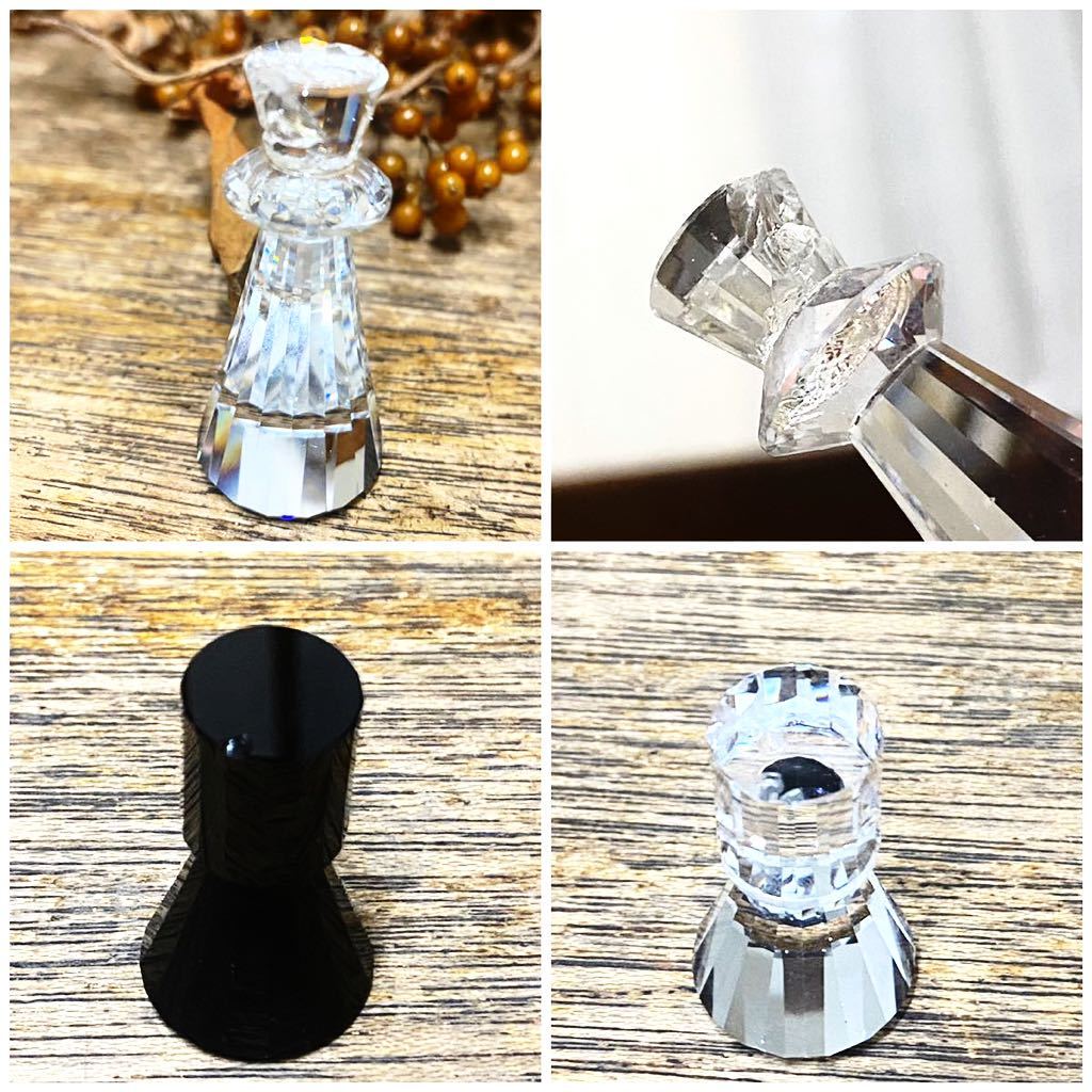 SWAROVSKI スワロフスキー シルバークリスタル スワン印 チェスセット チェスボード チェス盤 ピース 駒 計33点セット 工芸品 ガラス 廃盤_画像9