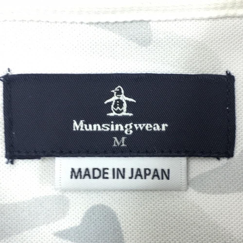 【美品】Munsingwear マンシングウェア×V12×LEON 半袖ポロシャツ 白×ライトグレー 迷彩 カモフラ柄 メンズ M ゴルフウェア_画像5
