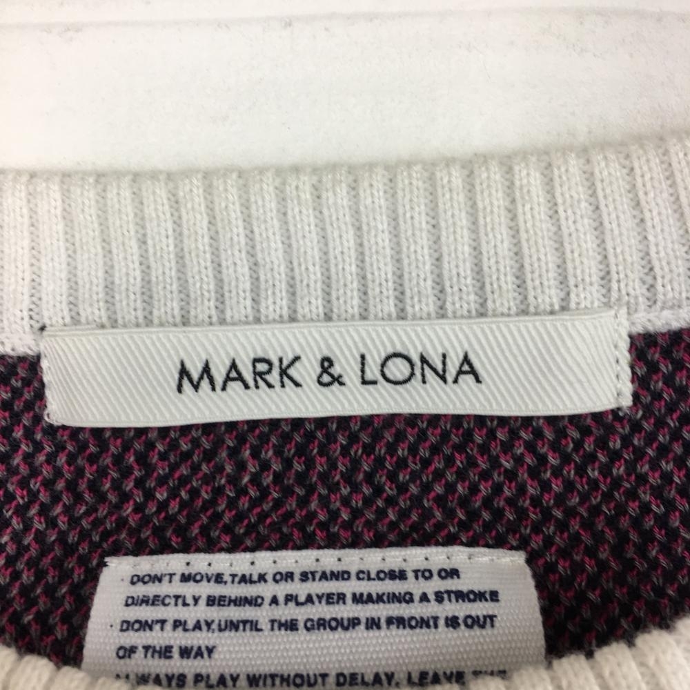 【美品】MARK＆LONA マークアンドロナ セーター ネイビー×ピンク 一部迷彩スカル カモフラ ニット メンズ L ゴルフウェア_画像3