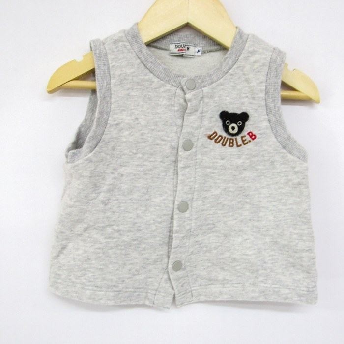  Miki House reverse side wool sweat the best front opening double B. outer for boy F 70-80 size gray baby child clothes MIKI HOUSE