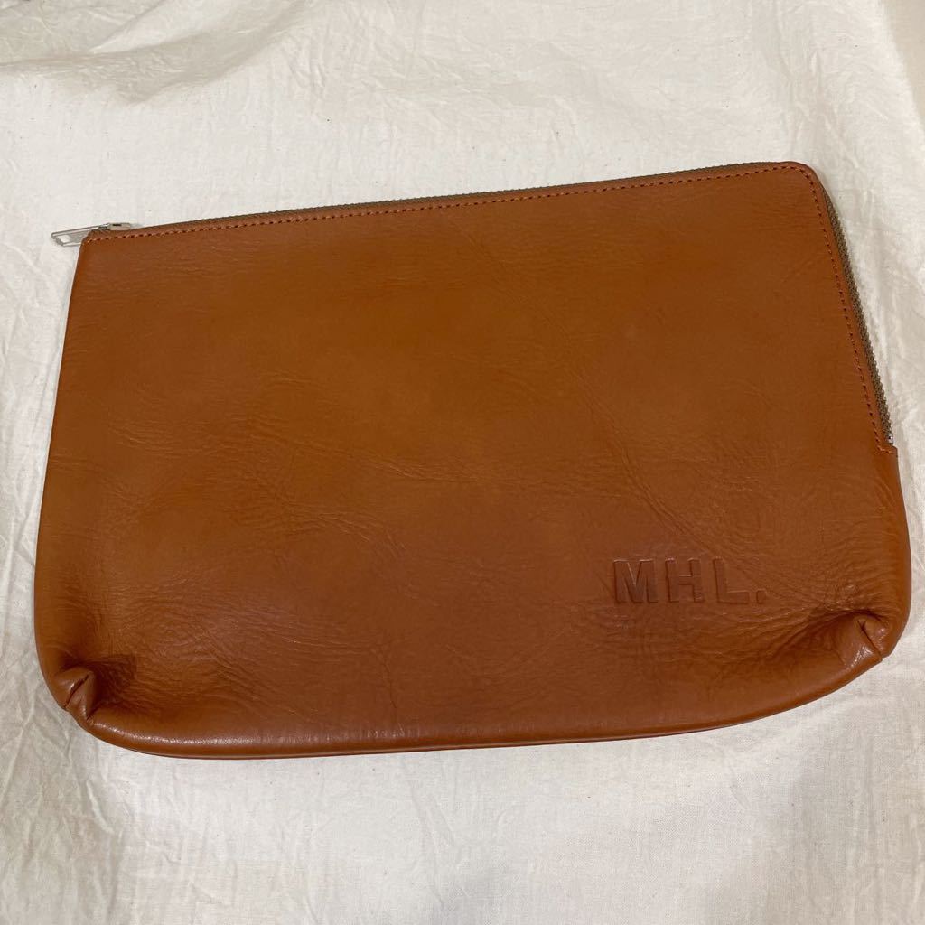 MHL.マーガレットハウエル 革 レザーポーチ ブラウン MHL. Basic Leather