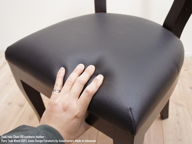 チーク無垢材 イタリーチェア合皮張り ダイニングチェア アジアン家具 椅子 ハイバックチェア 木製いす 完成品 バリ家具 送料無料_画像4