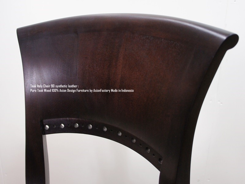 チーク無垢材 イタリーチェア合皮張り ダイニングチェア アジアン家具 椅子 ハイバックチェア 木製いす 完成品 バリ家具 送料無料_画像3