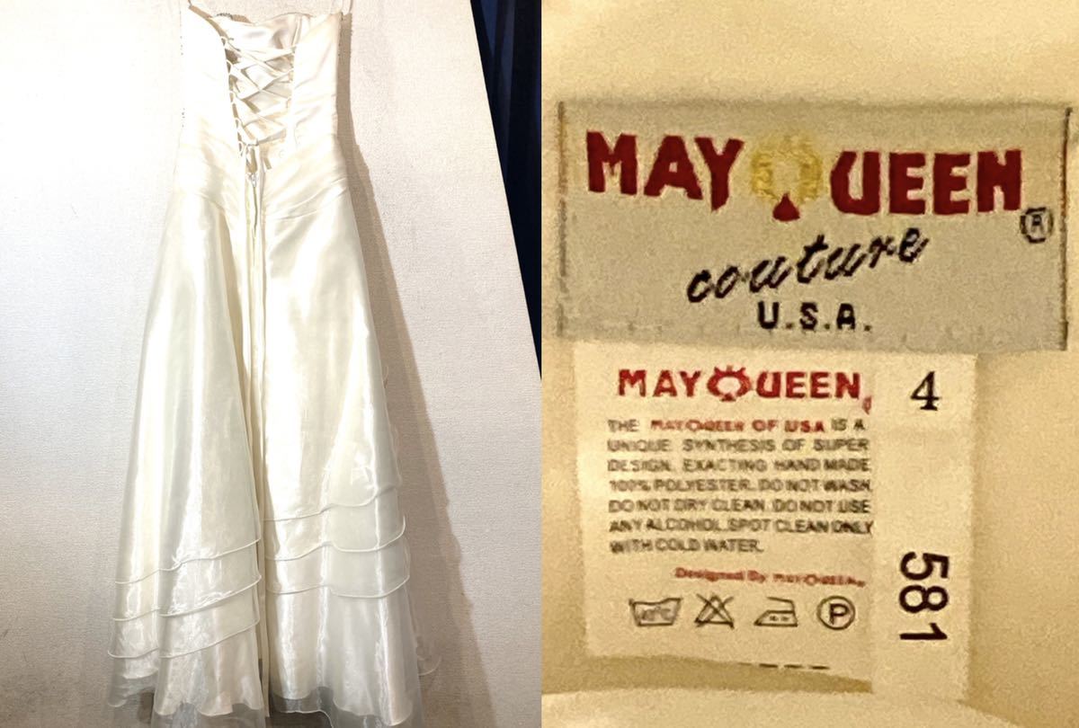 MAY QUEEN! dress! One-piece! rhinestone! beads! spangled! race! braided up!USA!mei Queen! regular price 5 ten thousand jpy! white! white 