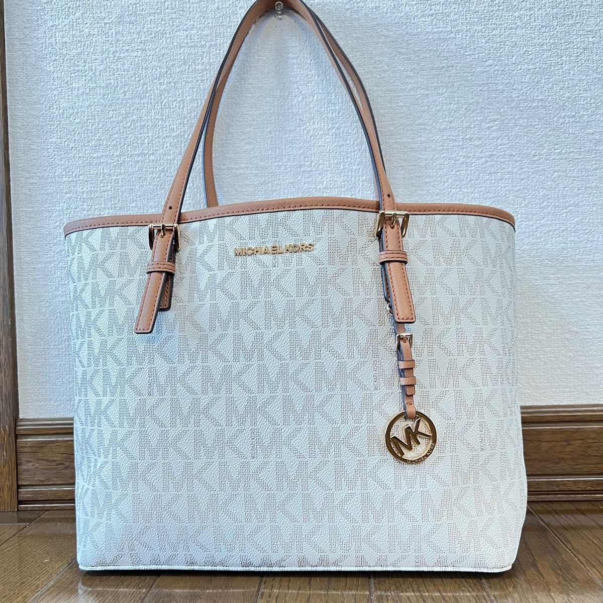 MICHAEL KORS マイケルコース PVC×レザー MK柄 トートバッグ