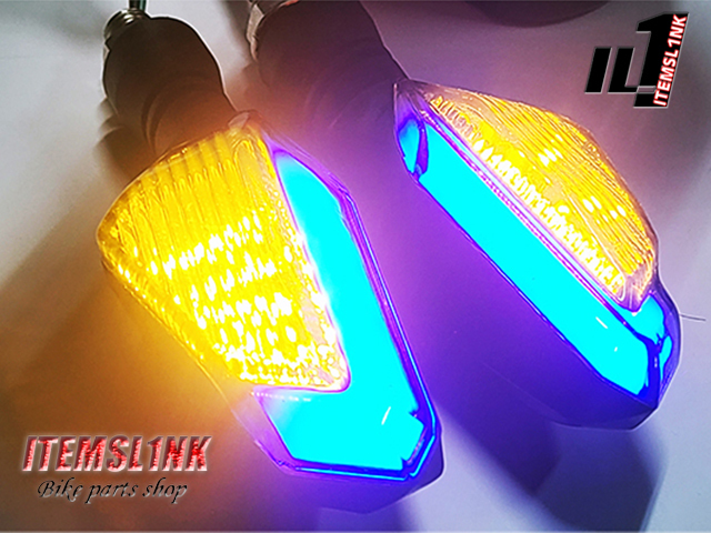 送料安！ LK5-21BL LED ウインカー ポジション付 DUCATI ドゥカティ スクランブラー/400/1100 ディアベル Diavel 1260 汎用_ウインカー・ポジション同時点灯時