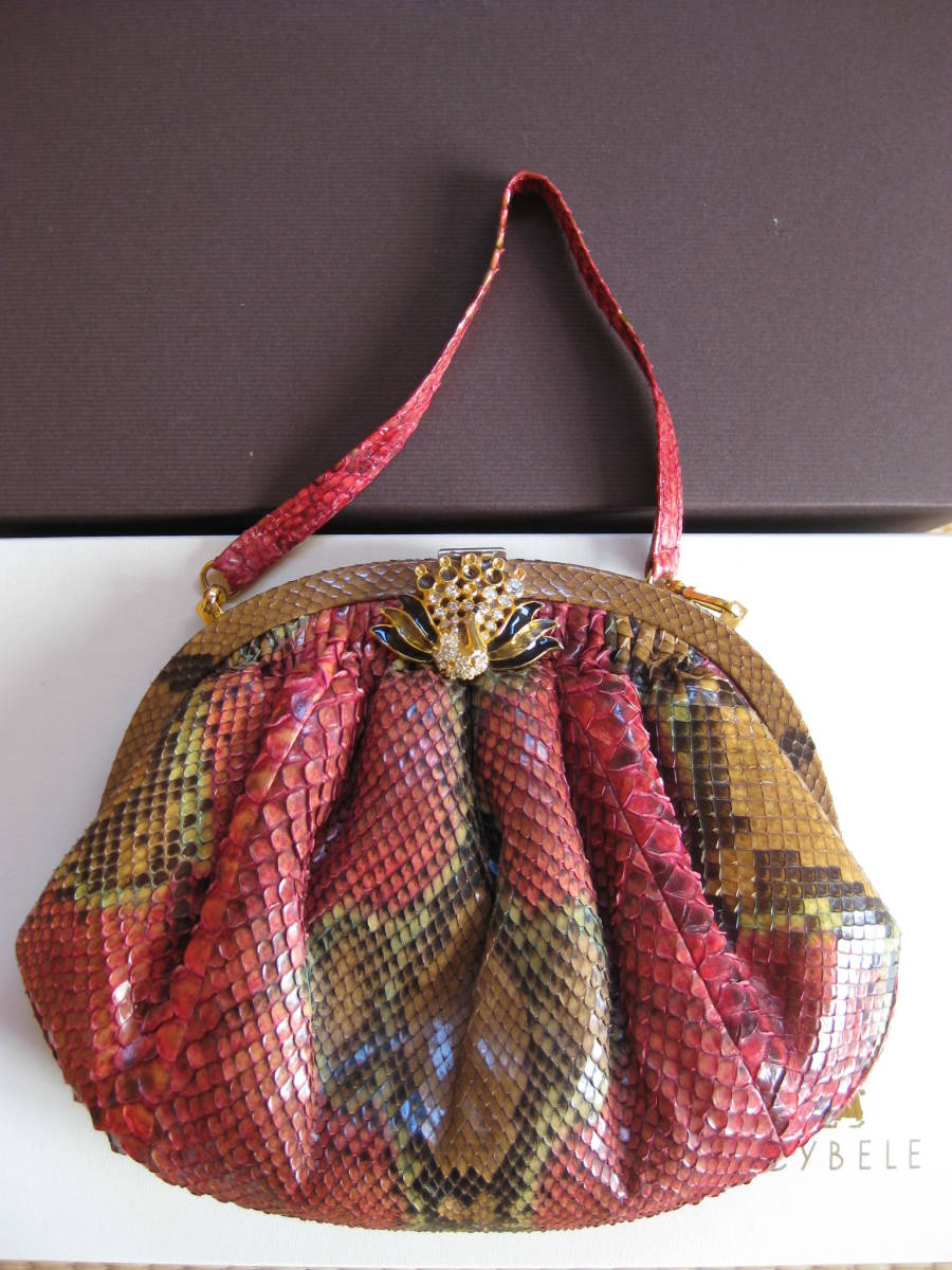  python bag clutch bag red party Italy made 