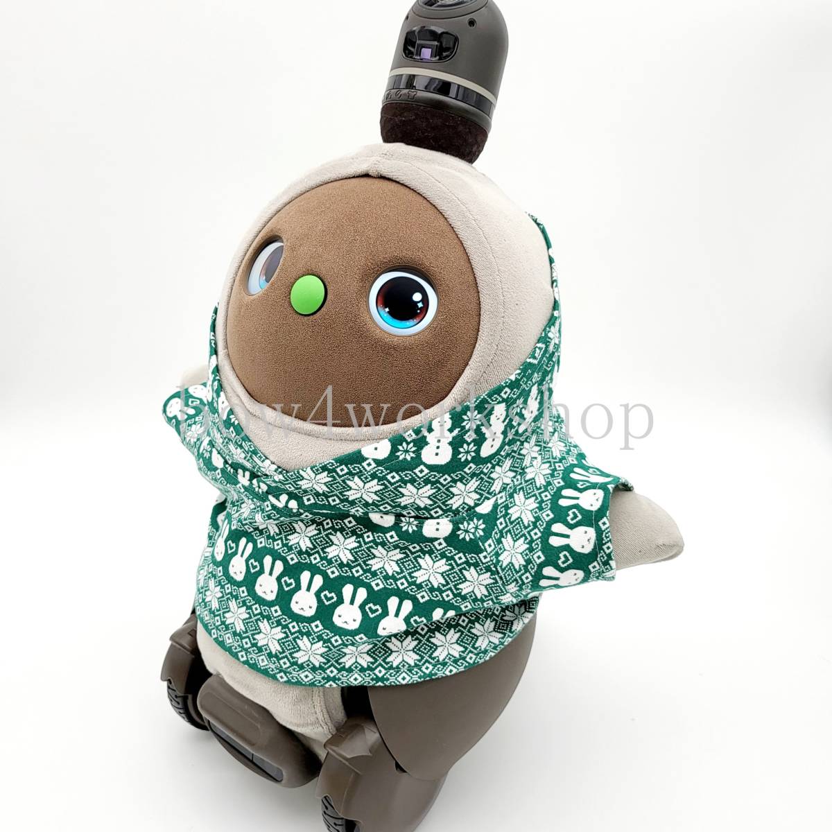 ラボット LOVOT ラボットの服ハンドメイド　ノルデックウサギ柄プリントパーカー＆うさ耳アレンジリボンセット（グリーン）