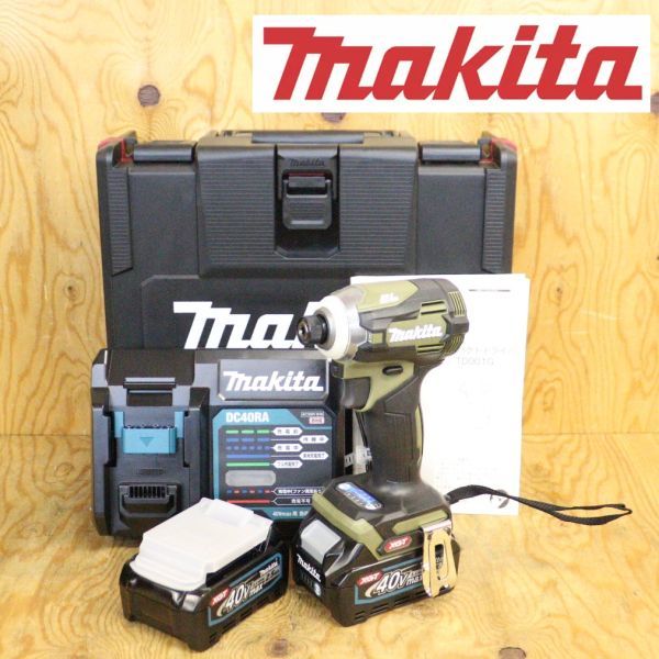 【新潟発】マキタ 充電式インパクトドライバー TD001GRDX 40V 2.5Ah オリーブ 充電器 バッテリー2個 穴あけ ネジ締 電動 工具 中古 makita