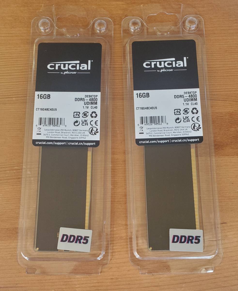 熱販売 567 新品 Crucial DDR5 4800(PC5-38400) 16GB 2枚 合計32GB