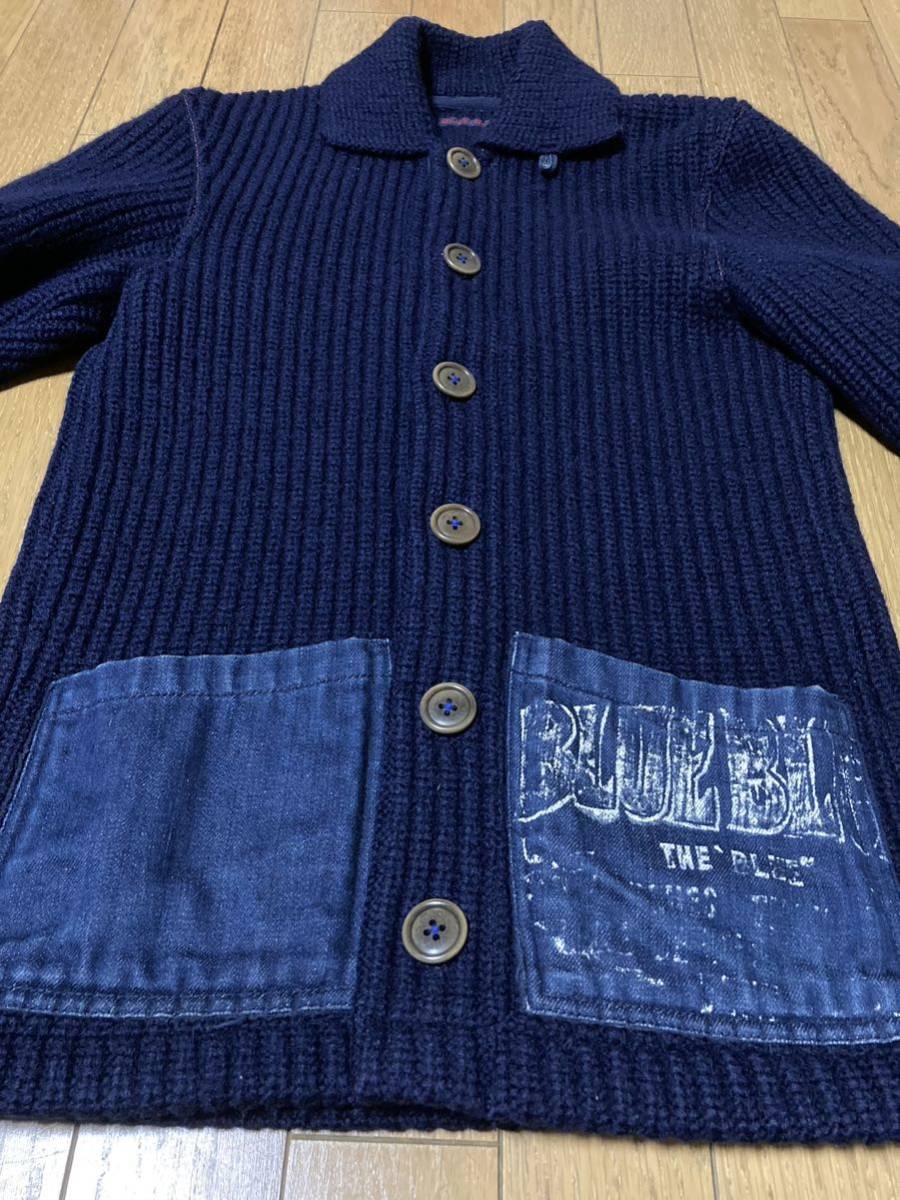 美品 BLUE BLUE ブルーブルー インディゴ 圧縮 ニット カーディガン Yahoo!オークション - BLUE BLUE 圧縮ニットカーディガン 1