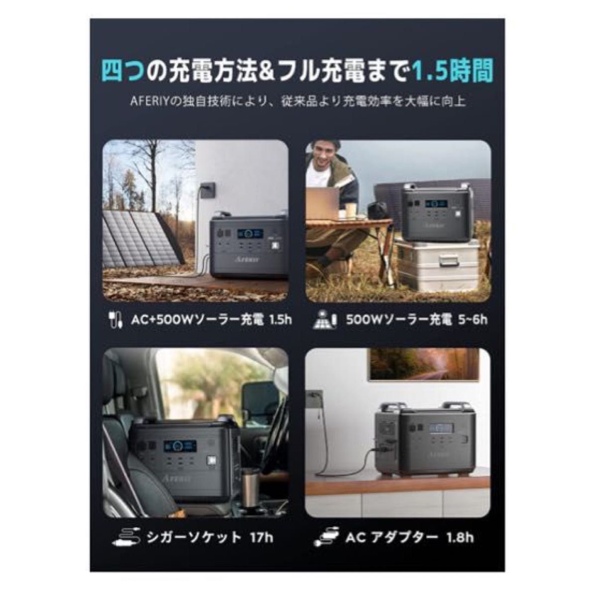 ポータブル電源 大容量1997Wh/624000mAh リン酸鉄リチウム蓄電池2000W充放電サイクル3500回+ 収納バック付き