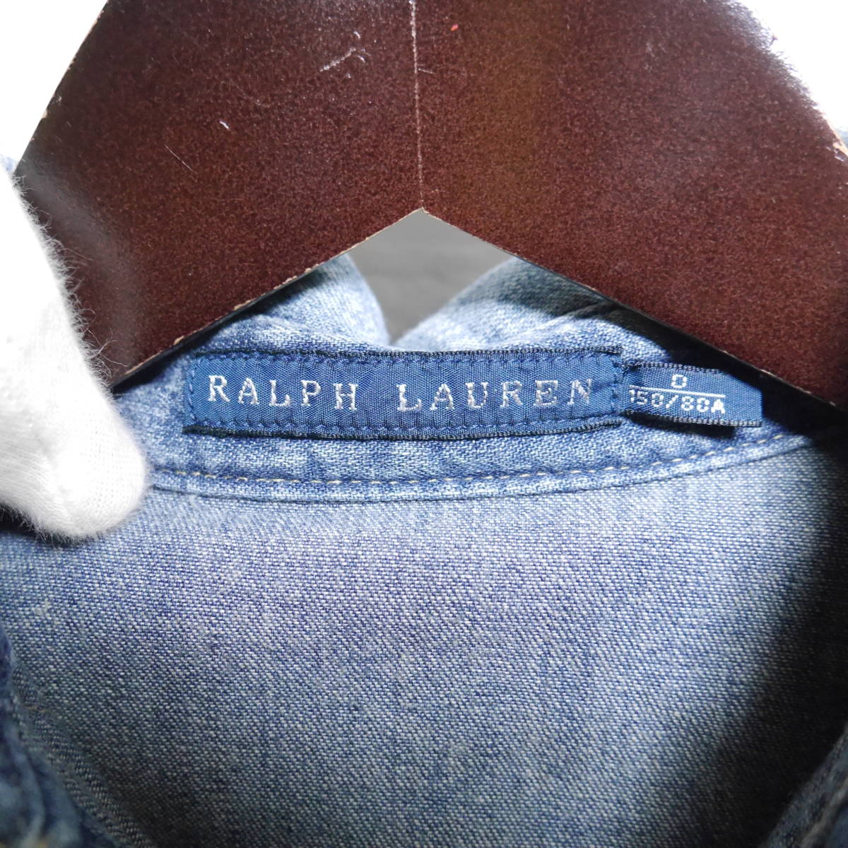 A553 ◇ RALPH LAUREN | ラルフローレン　長袖シャツ　青　中古　サイズ１５０/８０Ａ_画像9