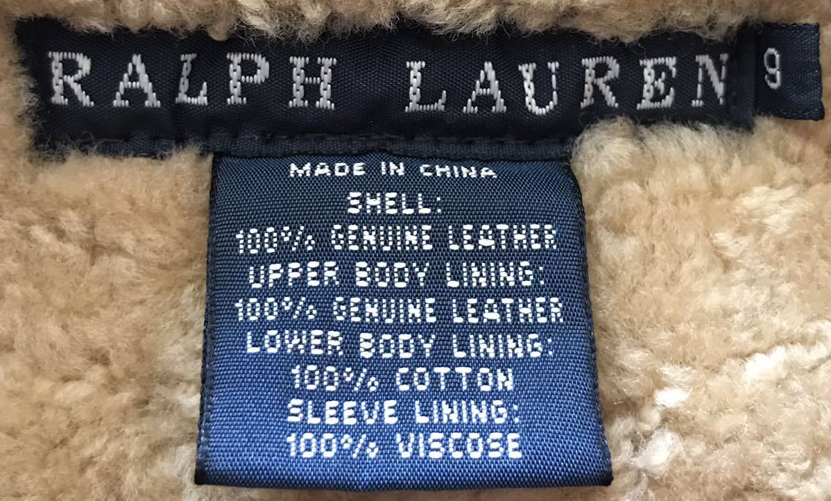 最高傑作 冬の主役服 抜群の防寒性 ★ RALPH LAUREN ★ ラルフローレン 牛革 ダブルブレスト ムートンレザーカーコート レザージャケット 9_画像10