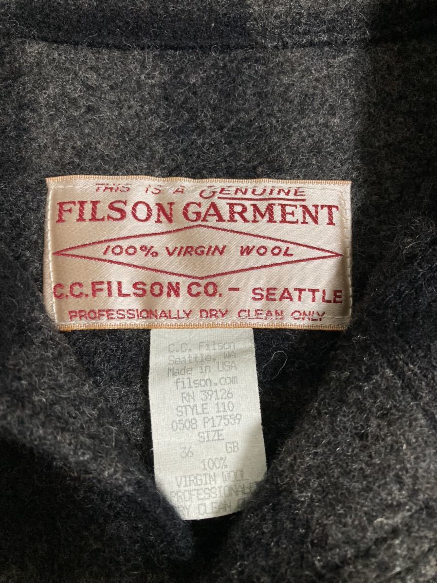 極美品 フィルソン マッキーノクルーザー ジャケット 米国製 36 グレー ブラック 廃色 FILSON MADE IN USA ウール ジャケット FSJ1110_画像3