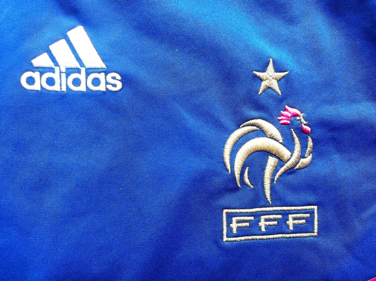 送料無料 フランス代表ユニフォーム 2010年 アディダス size O 刺繍エンブレム 南アフリカワールドカップ W杯 adidas 美品 ジダン