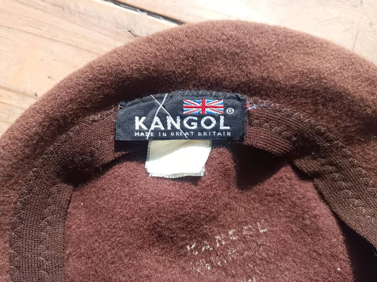 送料無料♪90's 英国製カンゴール KANGOL ウールベレー帽 PURE VIRGIN WOOL ブラウン 茶色 MADE IN GREAT BRITAIN 90年代古着USED vintage_画像4
