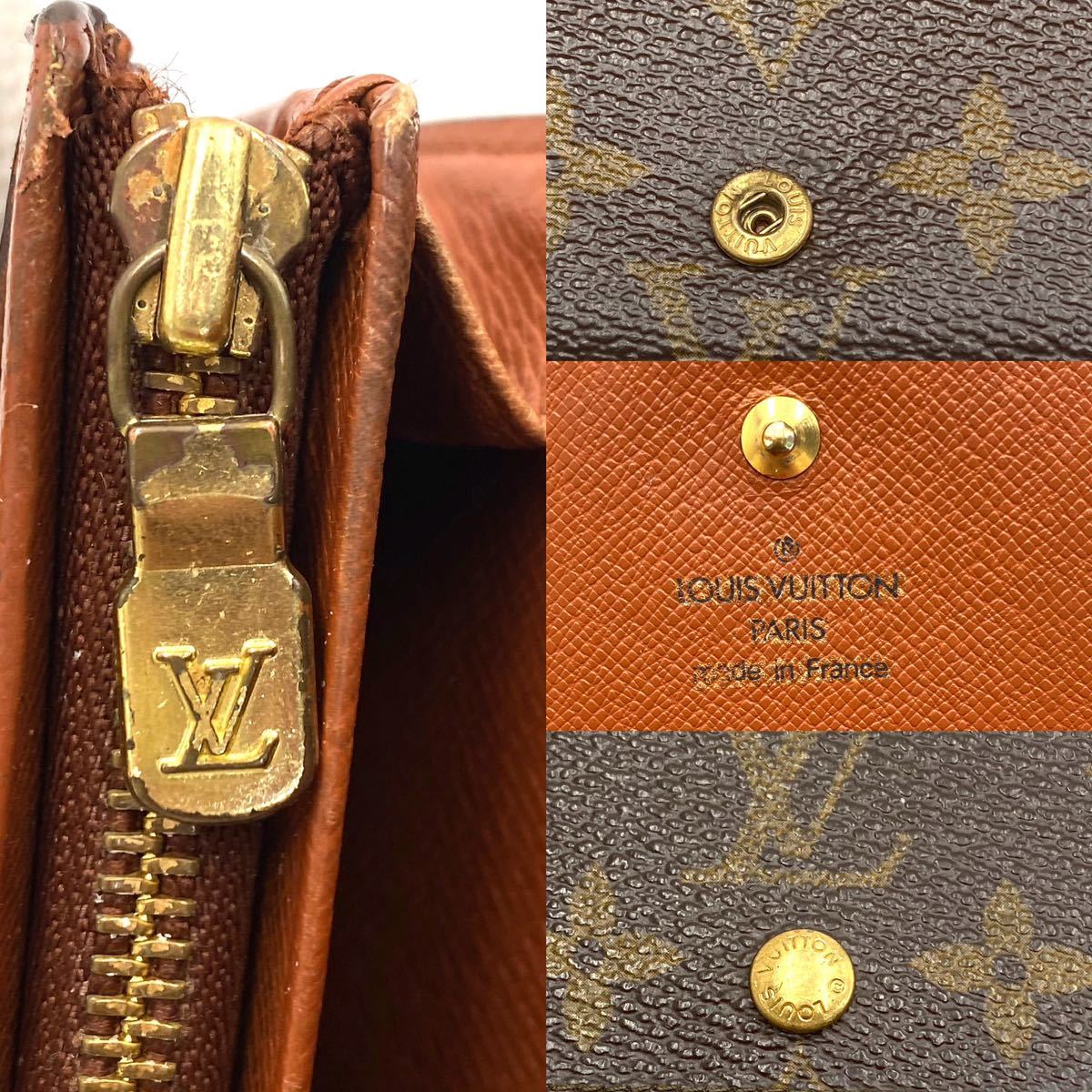 1円〜LOUIS VUITTON ルイヴィトン モノグラム　ポルトモネ　ビエ　トレゾール　L字ファスナー　二つ折り財布　