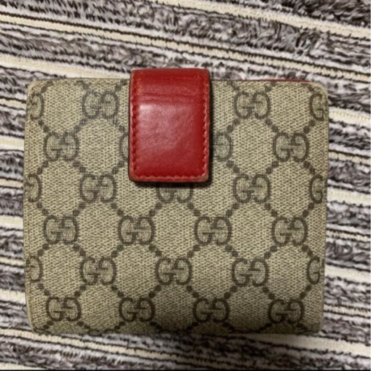 GUCCI 二つ折り財布 コンパクトウォレット バイカラー 赤 レッド