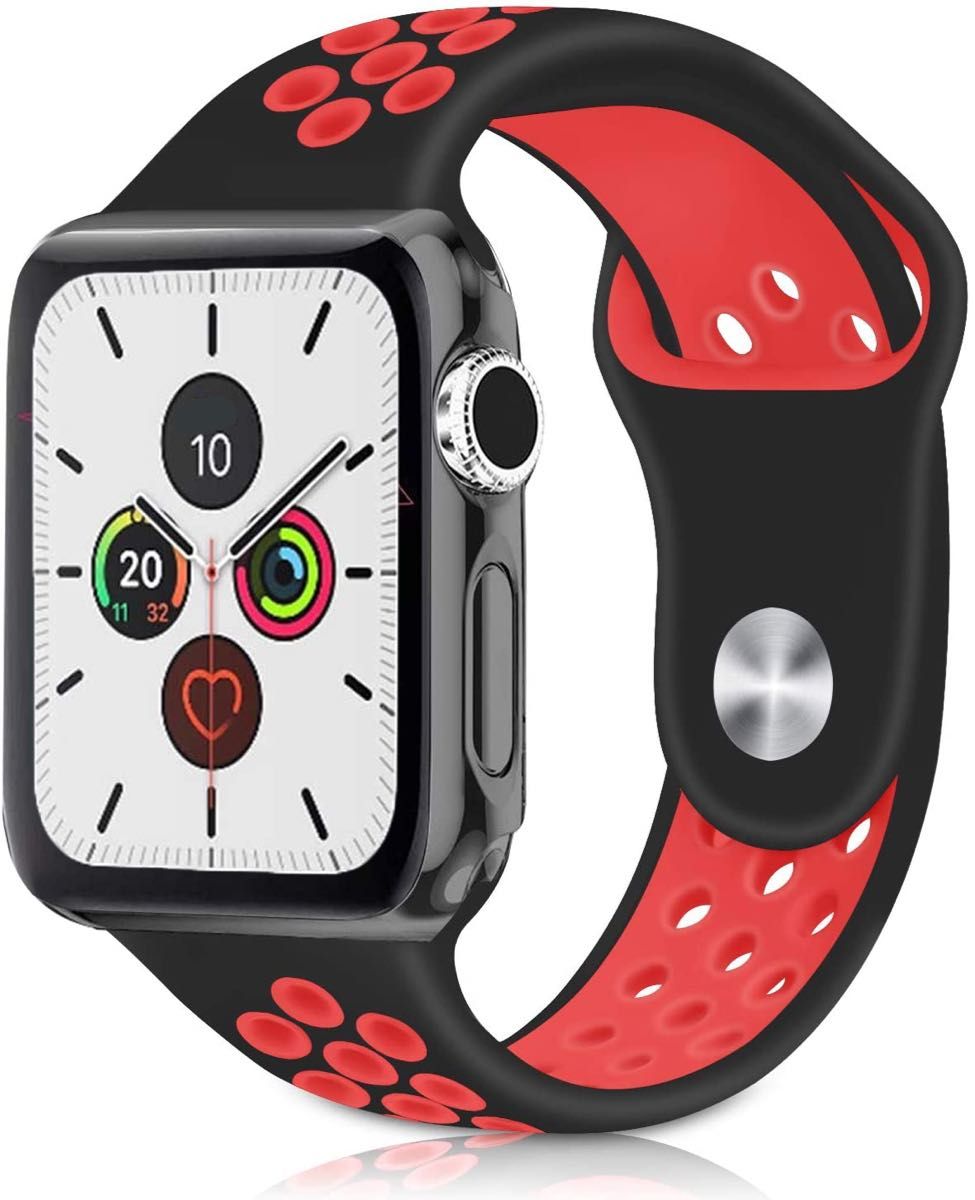 【B29】Apple Watch スポーツバンド38/40/41mm(黒レッド)