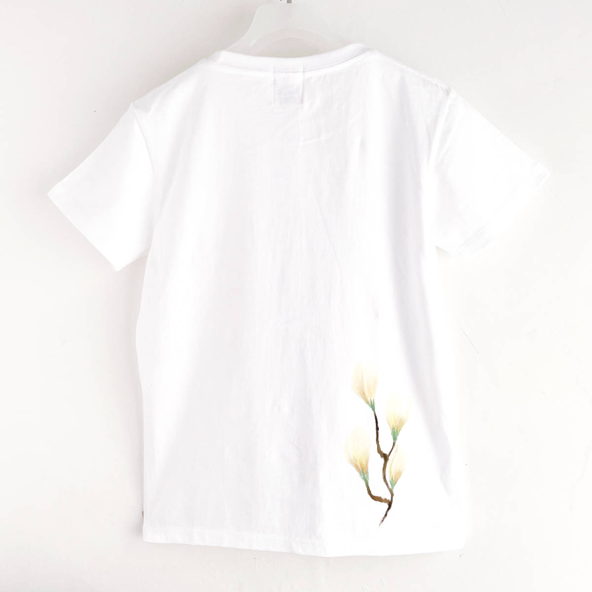  lady's T-shirt L size plain wood lotus pattern T-shirt hand made hand .. T-shirt Magno rear 