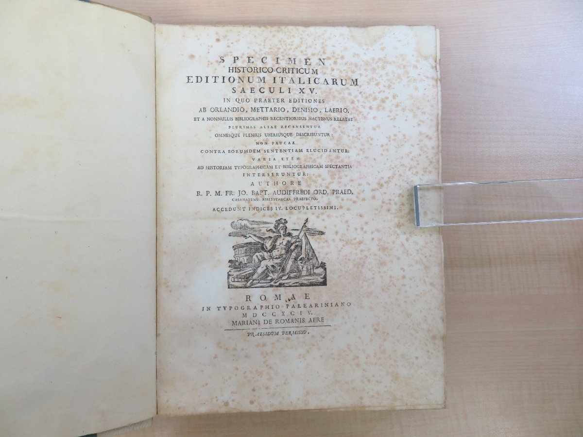 Giovanni Battista Audiffredi『Specimen historico-criticum editionum italicarum saeculi XV』1794年 インキュナブラ目録(初期印刷本) - その他 Giovanni Battista Audiffredi『Specimen historico-criticum editionum italicarum saeculi XV』1794年 インキュナブラ目録(初期印刷本) - その他
