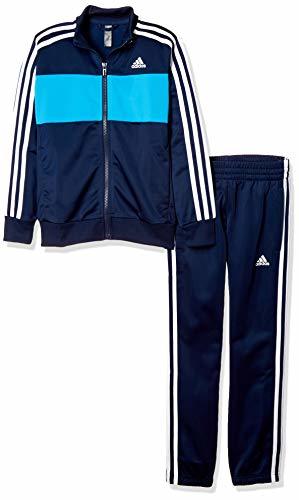 【KCM】Z-adi-37-2s-140★展示品★【adidas/アディダス】ジュニア　ジャージ 上下セット　FTN25-DV1746　ネイビー/シアン　140_画像1