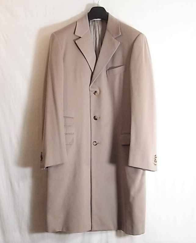 size50* ultimate beautiful goods * Gianni Versace cashmere . Chesterfield coat Brown beige 