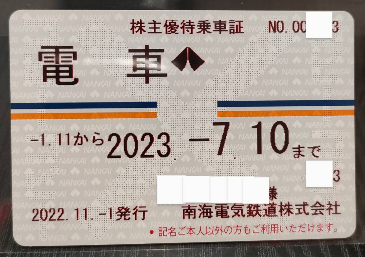 最新分】南海電鉄 株主優待乗車証 1枚【女性名義】 www.freixenet.com