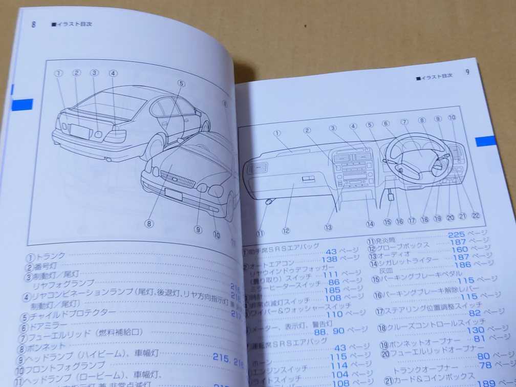 トヨタ アリスト 16系 取扱説明書 ア-12 1999年8月 JZS160 161 純正 S300 V300 2JZ- GE GTE TOYOTA ARISTO Owners Manual_画像3