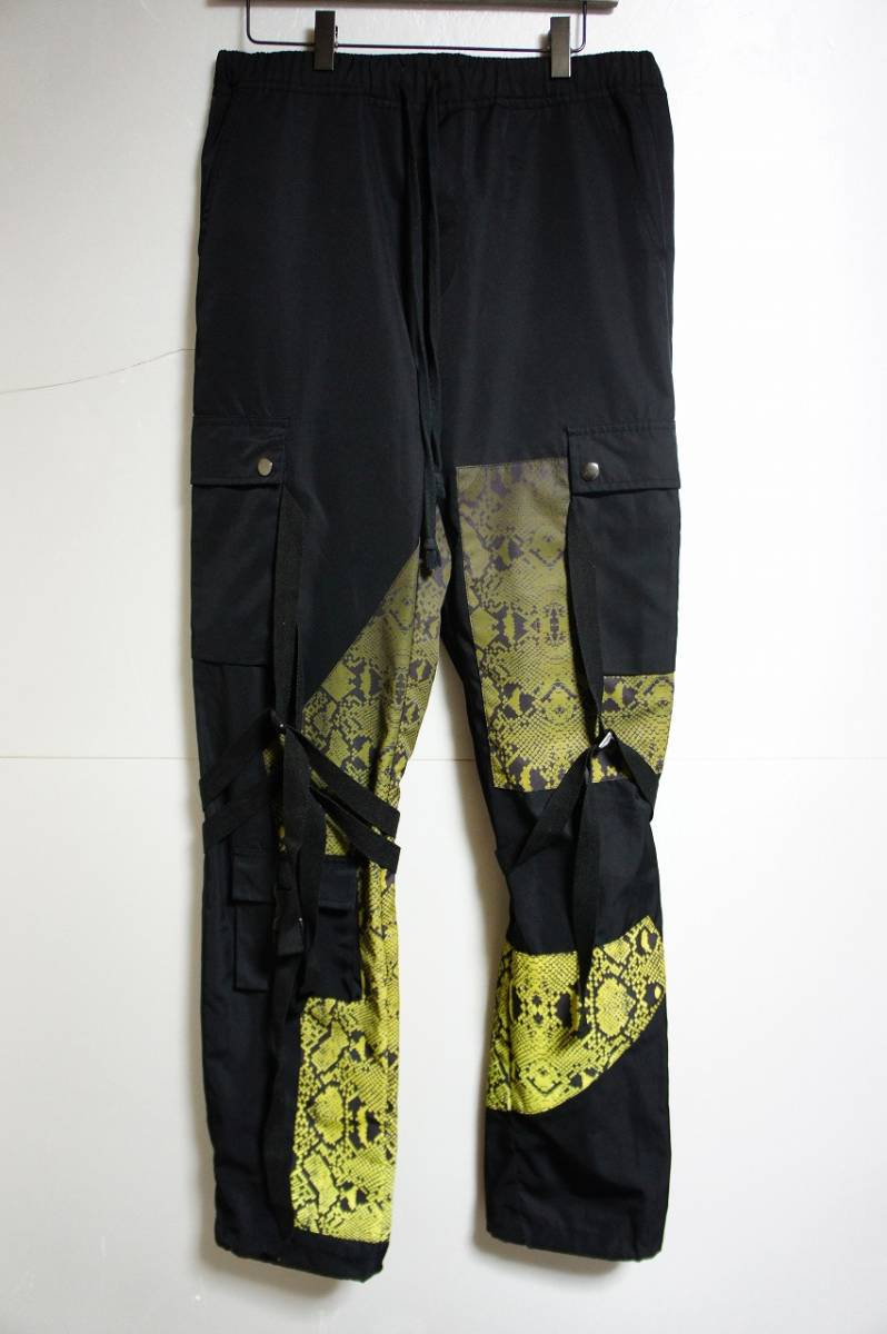 美品 正規 ROGIC ロジック GRADATION PYTHON NYLON BONTAGE PANTS ボンテージ パンツ トラック カーゴ イージー パイソン 黒S 本物1126M_画像1