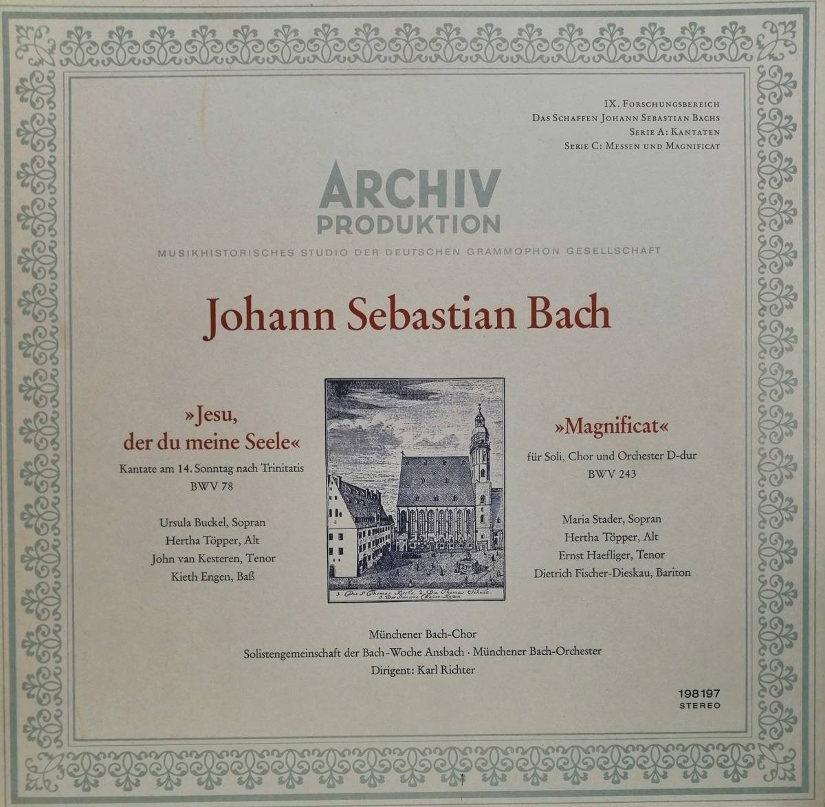 輸入LP盤 ブッケル,シュターダー&テッパー/リヒター/Munchen-Bach　 Bach カンタータ「私の魂であるイエスよ」&マニフィカート_画像1