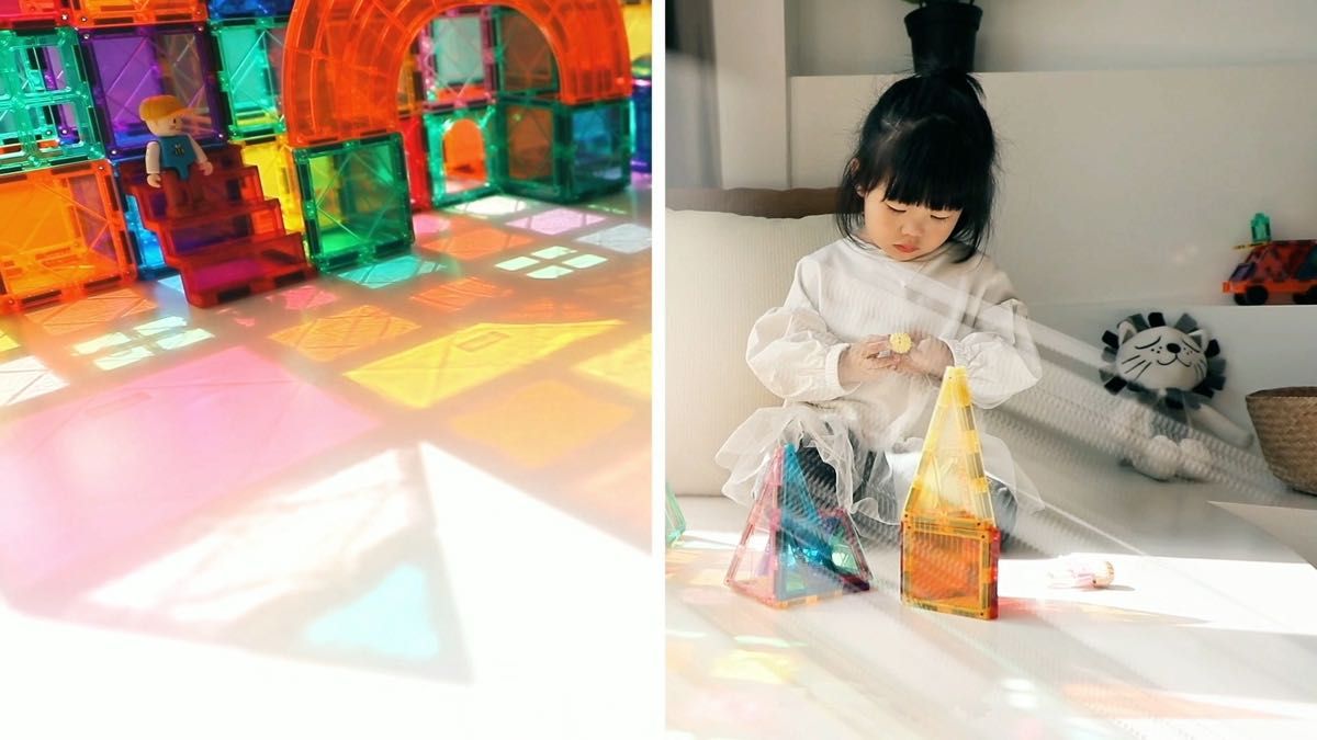 知育玩具 磁石ブロック 積み木 おもちゃ クリスマス プレゼント 出産祝い モンテッソーリ教育 マグネットブロック 98ピース