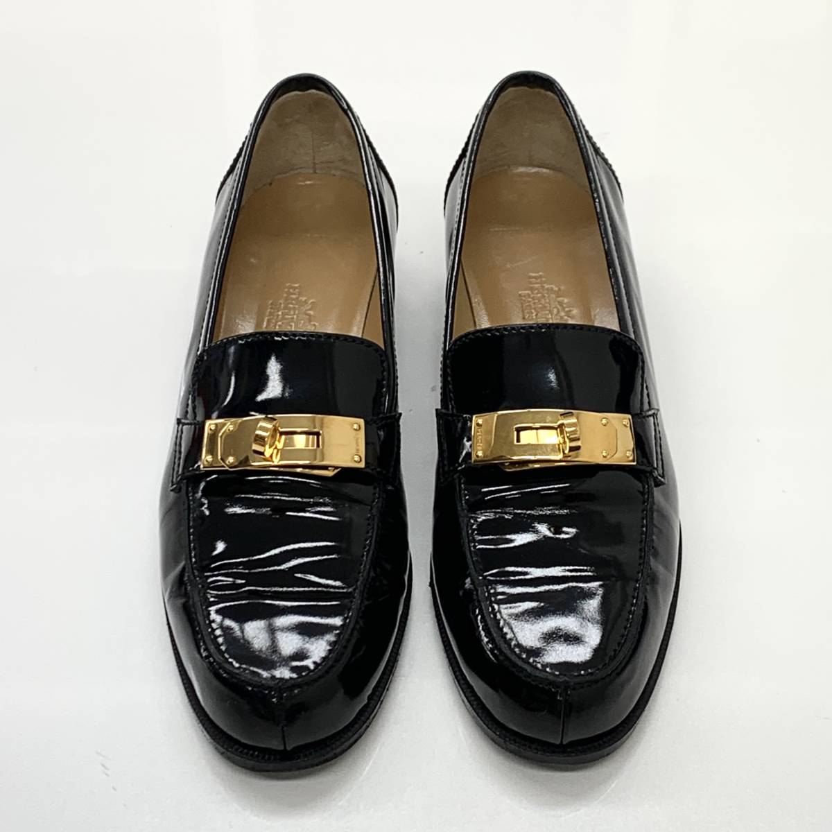 5482 エルメス パテント ケリー金具 ローファー ブラック | cprc.org.au
