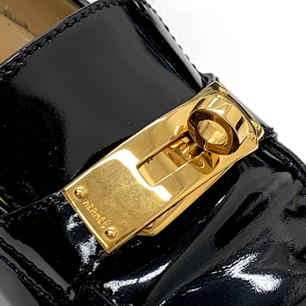 5482 エルメス パテント ケリー金具 ローファー ブラック | cprc.org.au