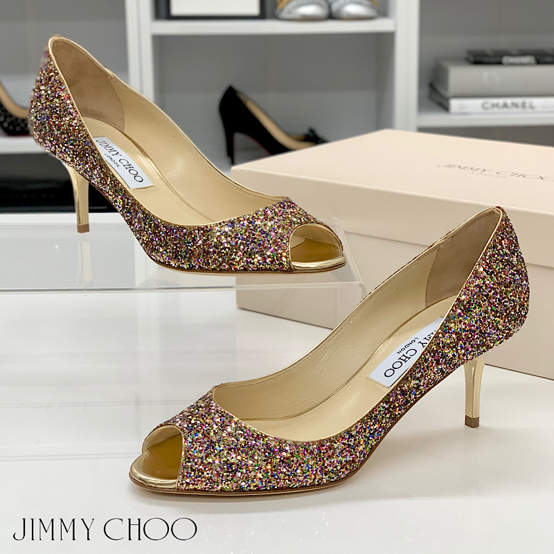 正規通販】 ジミーチュウ JIMMY CHOO ラメグリッターパンプス 37 1/2