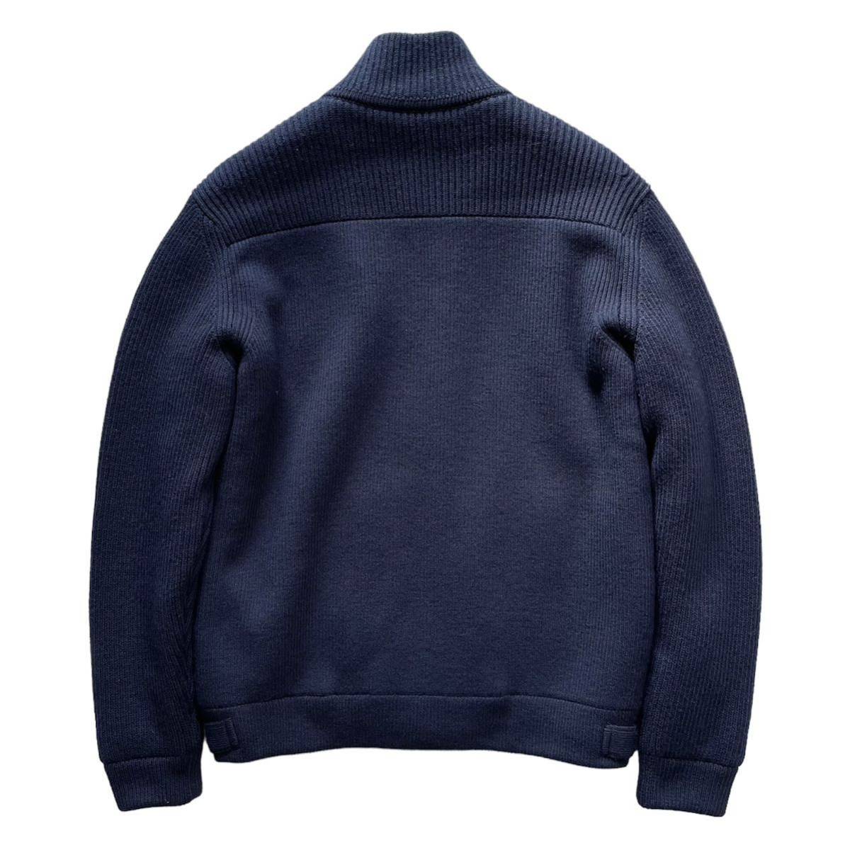 最高級 現行 ダンヒル 定価62万【憧れの逸品】Dunhill シアリング ジャケット ブルゾン ムートン ラムレザー 本革 ウール ニット L 紺 冬用_画像5