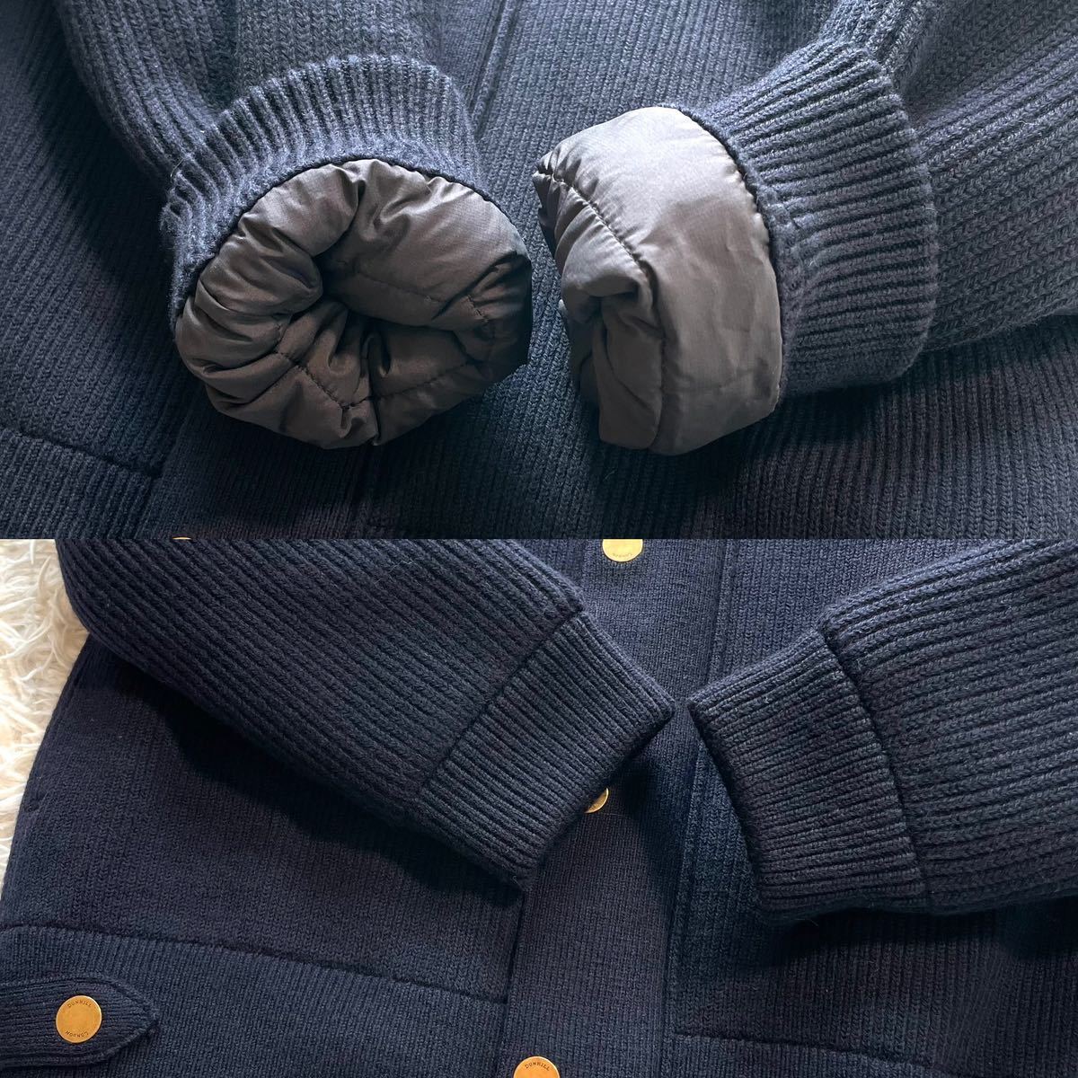 最高級 現行 ダンヒル 定価62万【憧れの逸品】Dunhill シアリング ジャケット ブルゾン ムートン ラムレザー 本革 ウール ニット L 紺 冬用_画像8
