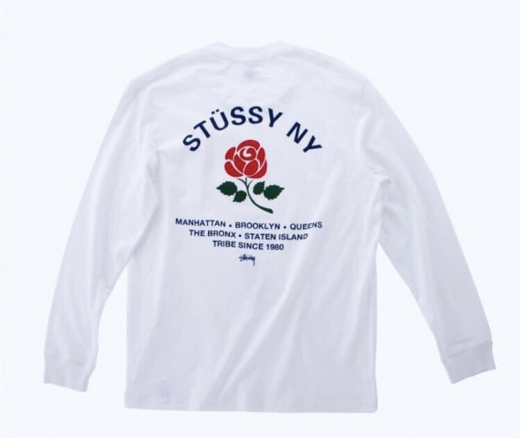 STUSSY ステューシー BROOKLYN ROSE SS TEE 長袖Tシャツ ロンT LONG SLEEVES [並行輸入品] 新品未使用 薔薇 バラ カットソー 白 ホワイト_画像1