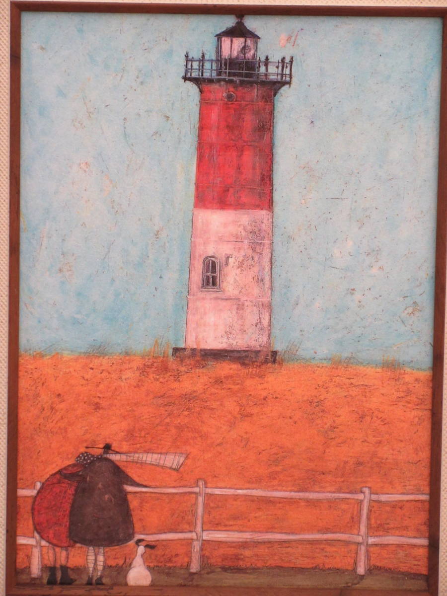 絵　絵画　軽量●サムトフト アートフレーム「ノーセット灯台で愛を感じて 」●動物＆癒しアート_画像2