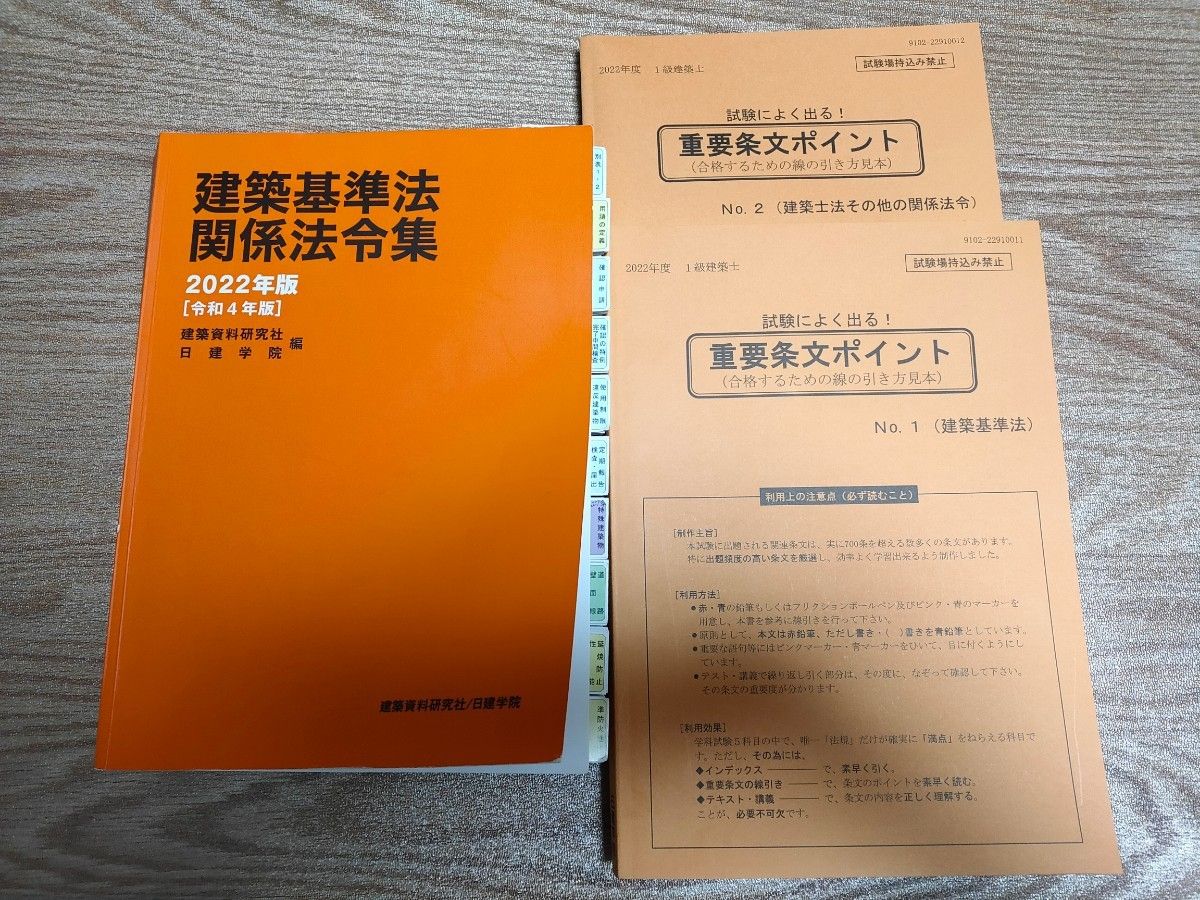 日建学院　2022年版　令和4年版　一級建築士学科試験　受験テキスト　建築BASICテキスト　問題解説集　他　フルセット