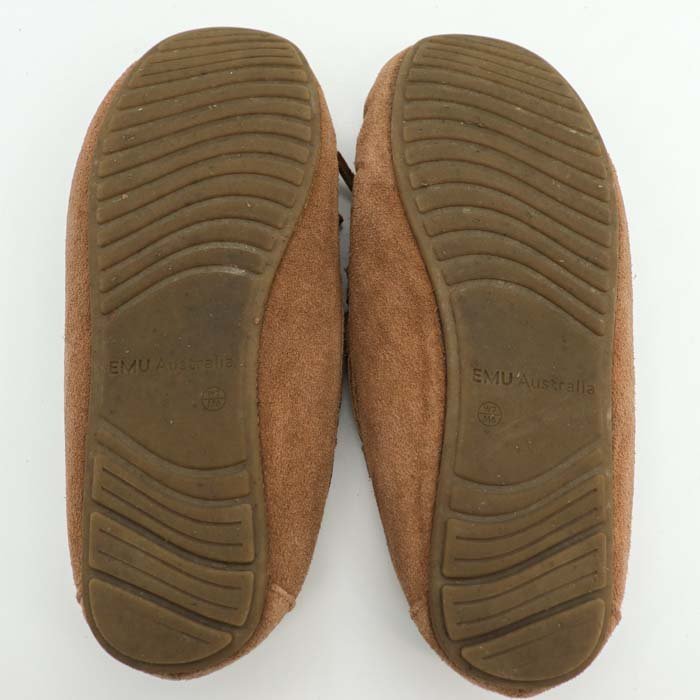 エミュオーストラリア モカシンシューズ リボン スエードレザー スリッポン 靴 レディース W7サイズ ベージュ EMU Australia_画像6