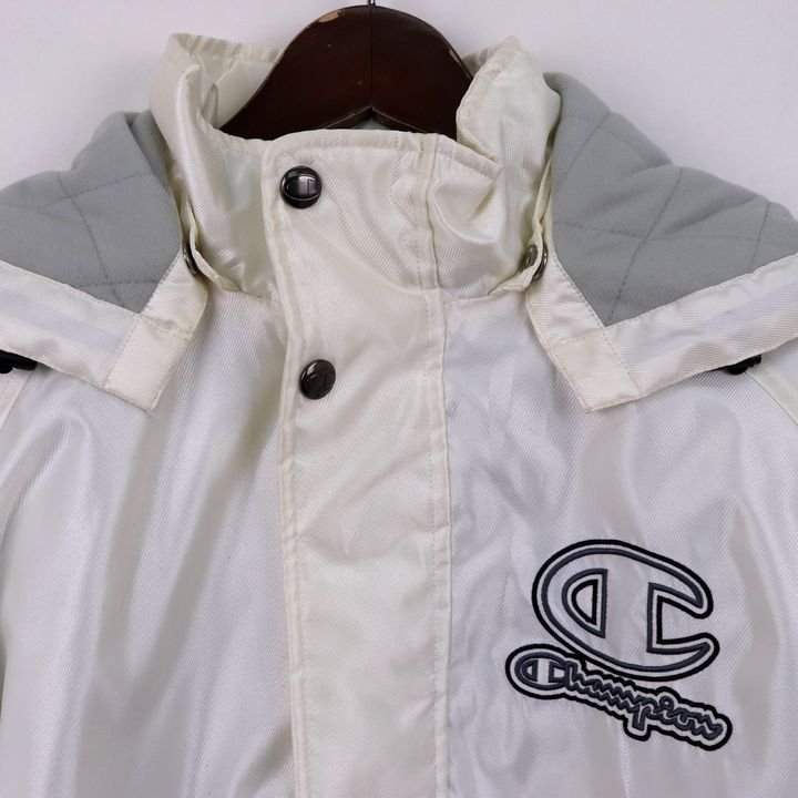  Champion bench coat cotton inside with a hood .. Logo long coat outer sport Kids for boy 160 size white Champion