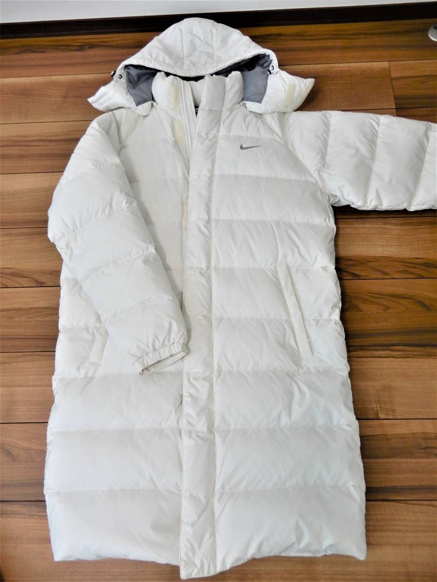  beautiful goods Nike XL bench down coat rare color cotton inside white / silver white / silver with a hood . nappy y2k