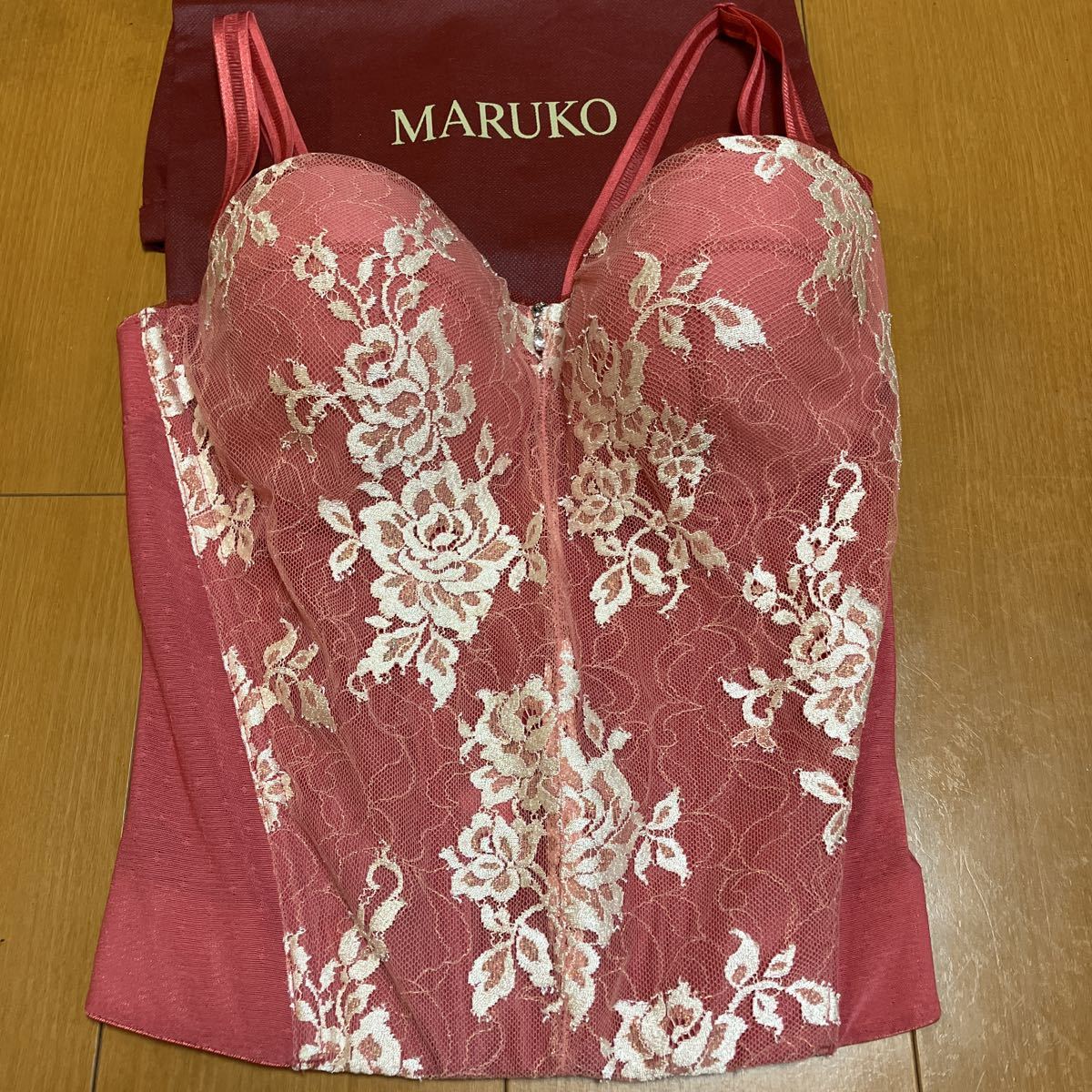 最終価格！超美品 限定色 マルコ 補正下着 MARUKO リュミエス 1/2カップ ロングブラ E80 オレンジッシュピンク_画像1