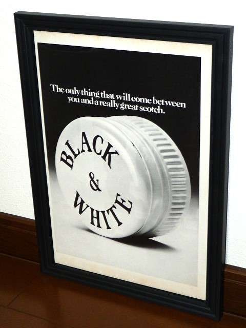 1972年 USA 70s 洋書雑誌広告 額装品 Black & White ブラック&ホワイト (A4サイズ) / 検索用 店舗 ガレージ 看板 装飾 ディスプレイ_画像1
