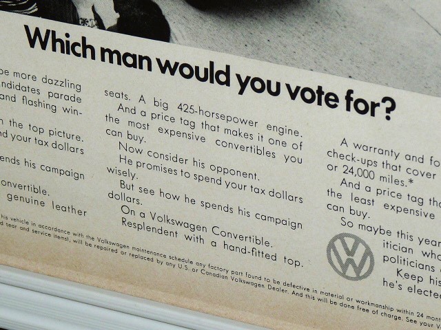 1972 year USA 70s foreign book magazine advertisement frame goods VW Volkswagen Type1 (A4 size ) / for searching Volkswagen Volkswagen store garage signboard equipment ornament 