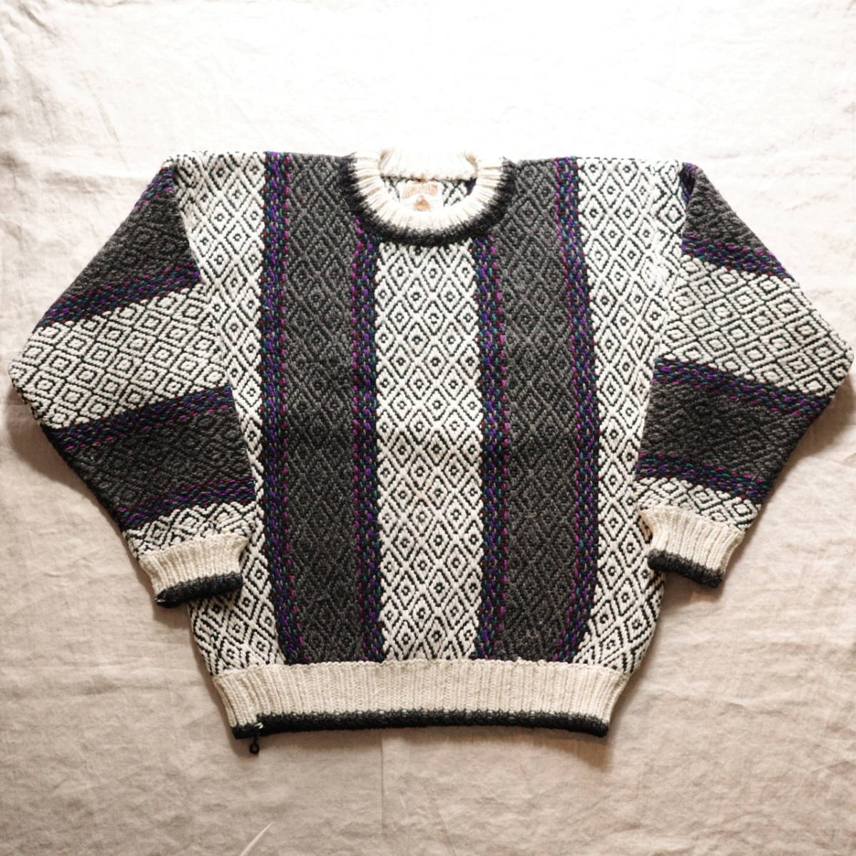 INCAICOS Multi pattern wool Hand made knit XLサイズ ニット セーター