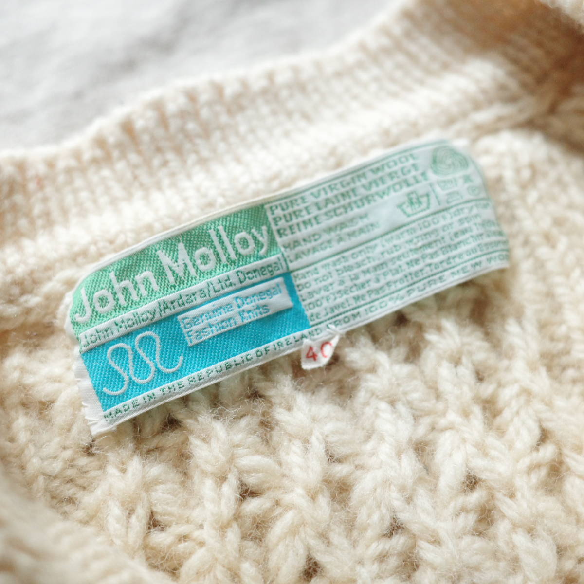 John molloy fisherman knit cardigan 40サイズ(実寸Mサイズ相当) フィッシャーマン アランニット カーディガン_画像5
